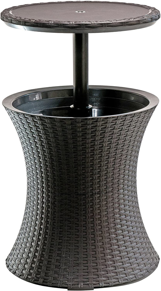 Elevate Your Outdoor Experience with the Pacific Cool Bar - Stylish Espresso Brown Beverage Cooler & Patio Table