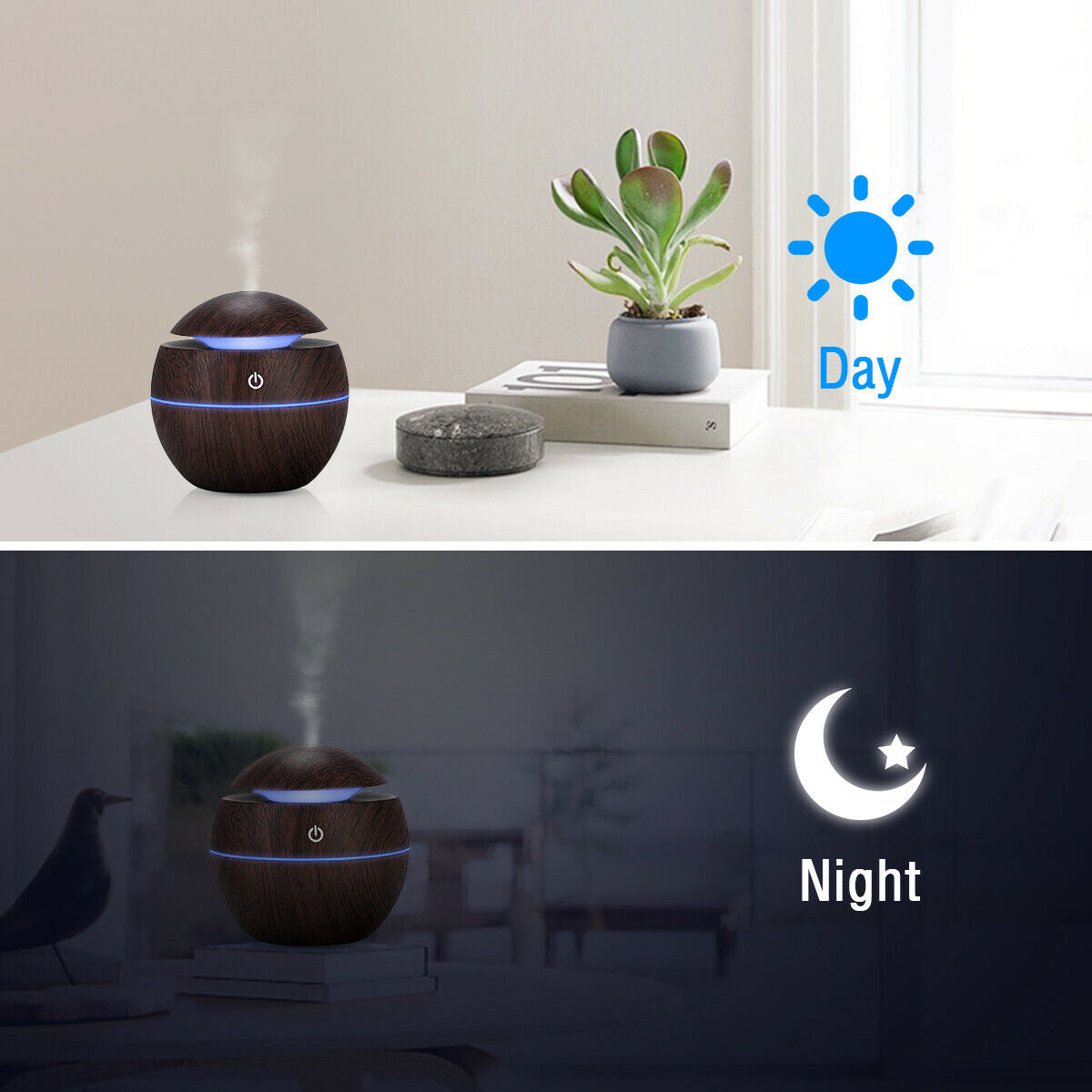 Revitalize Your Space with the USB Aroma Humidifier - Ultrasonic Essential Oil Diffuser with 7 Color LED Light