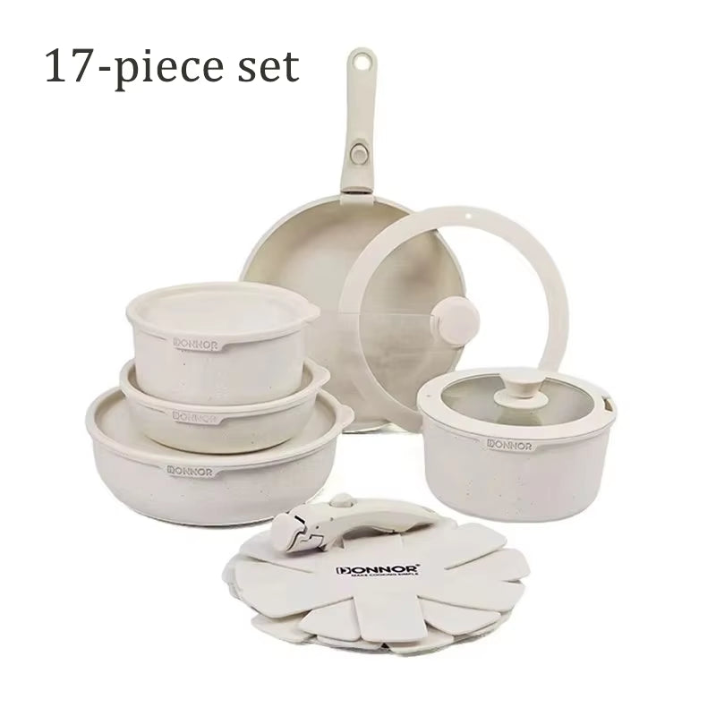 Versatile Nonstick Kitchen Cookware Set with Removable Handle - Safe and Eco-Friendly Pots and Pans for All Stovetops