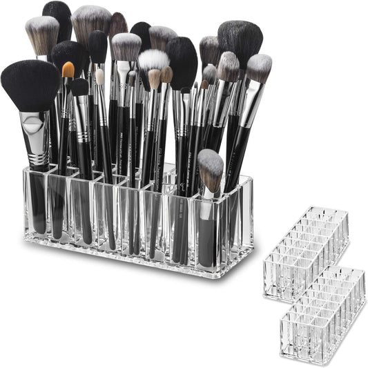 Byalegory Clear Acrylic Makeup Brush Organizer - 24 Slot Cosmetic Storage Solution