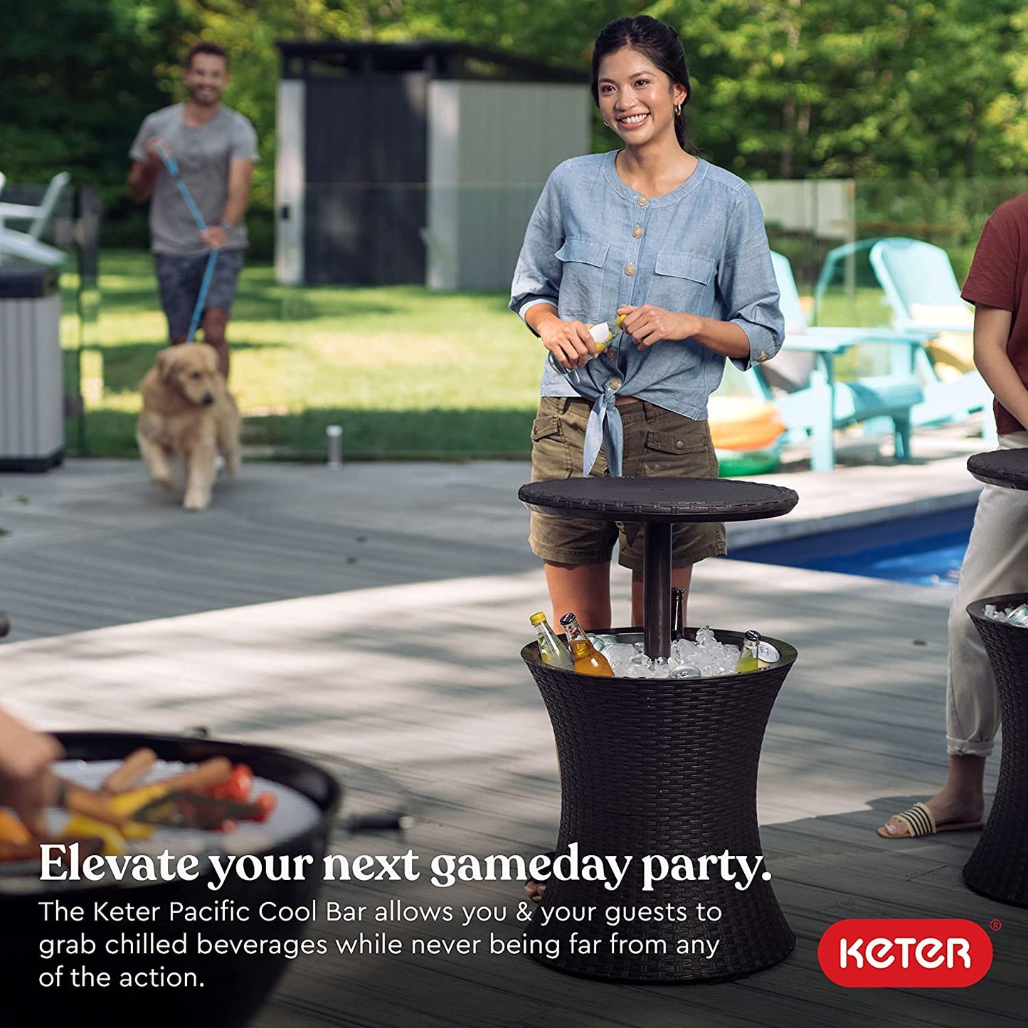 Elevate Your Outdoor Experience with the Pacific Cool Bar - Stylish Espresso Brown Beverage Cooler & Patio Table