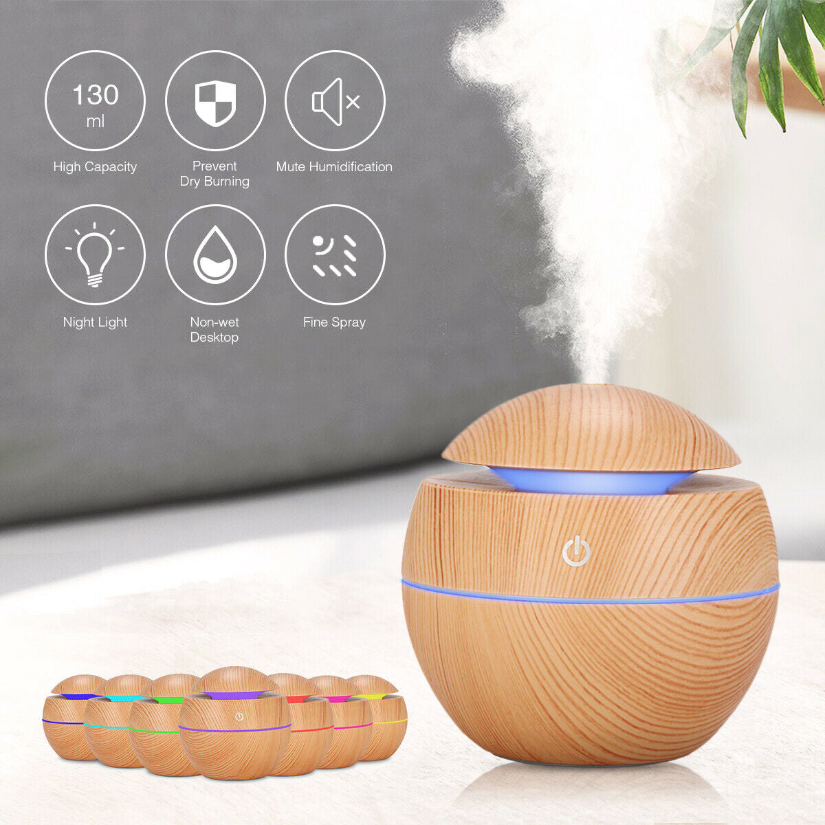 Revitalize Your Space with the USB Aroma Humidifier - Ultrasonic Essential Oil Diffuser with 7 Color LED Light