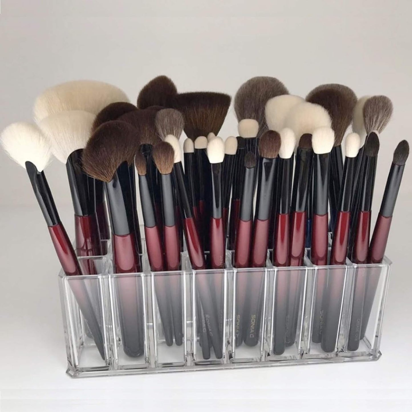 Byalegory Clear Acrylic Makeup Brush Organizer - 24 Slot Cosmetic Storage Solution