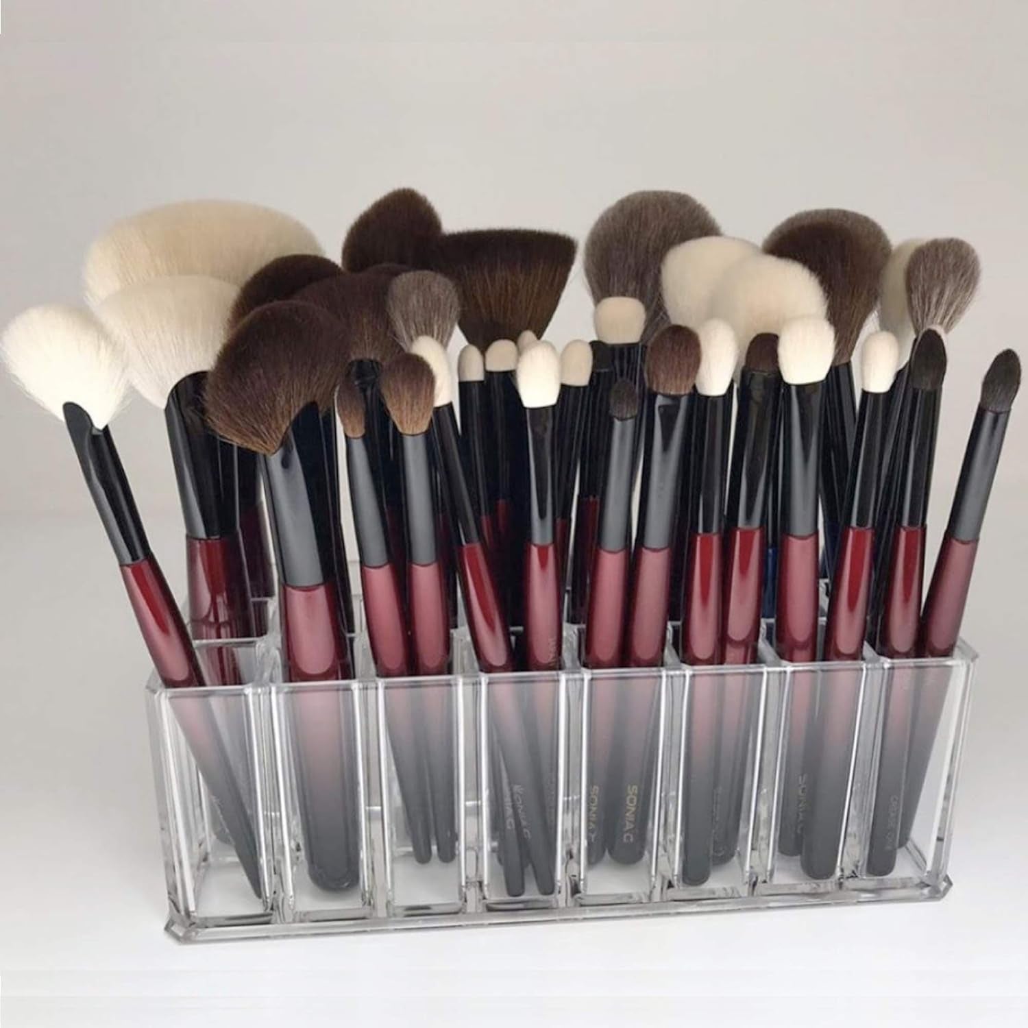 Byalegory Clear Acrylic Makeup Brush Organizer - 24 Slot Cosmetic Storage Solution