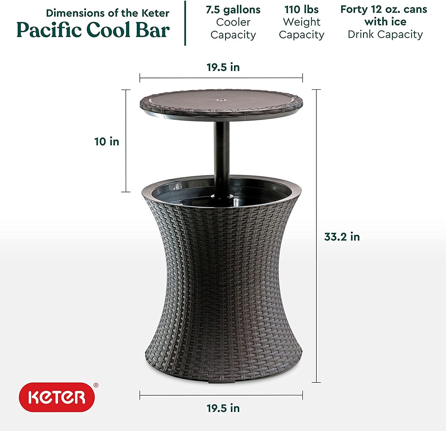 Elevate Your Outdoor Experience with the Pacific Cool Bar - Stylish Espresso Brown Beverage Cooler & Patio Table