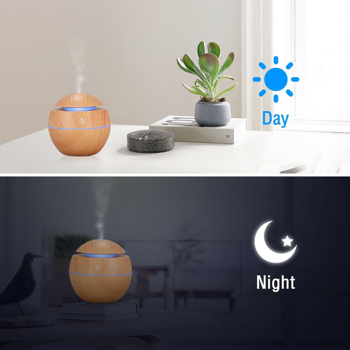 Revitalize Your Space with the USB Aroma Humidifier - Ultrasonic Essential Oil Diffuser with 7 Color LED Light