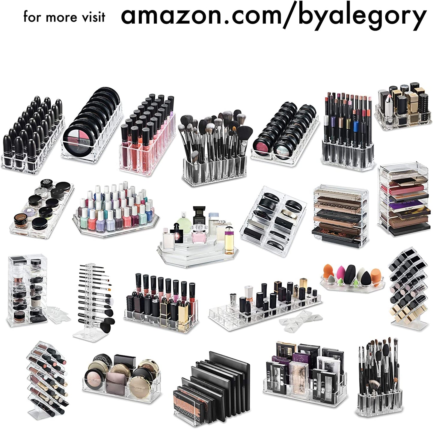 Byalegory Clear Acrylic Makeup Brush Organizer - 24 Slot Cosmetic Storage Solution