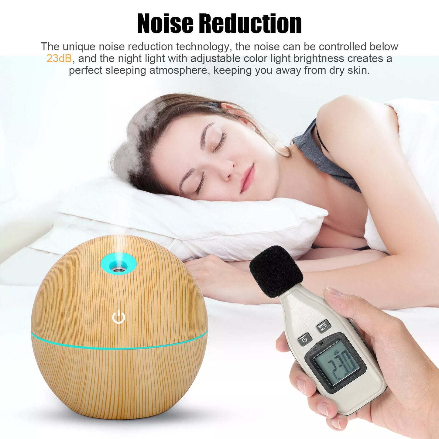 Revitalize Your Space with the USB Aroma Humidifier - Ultrasonic Essential Oil Diffuser with 7 Color LED Light