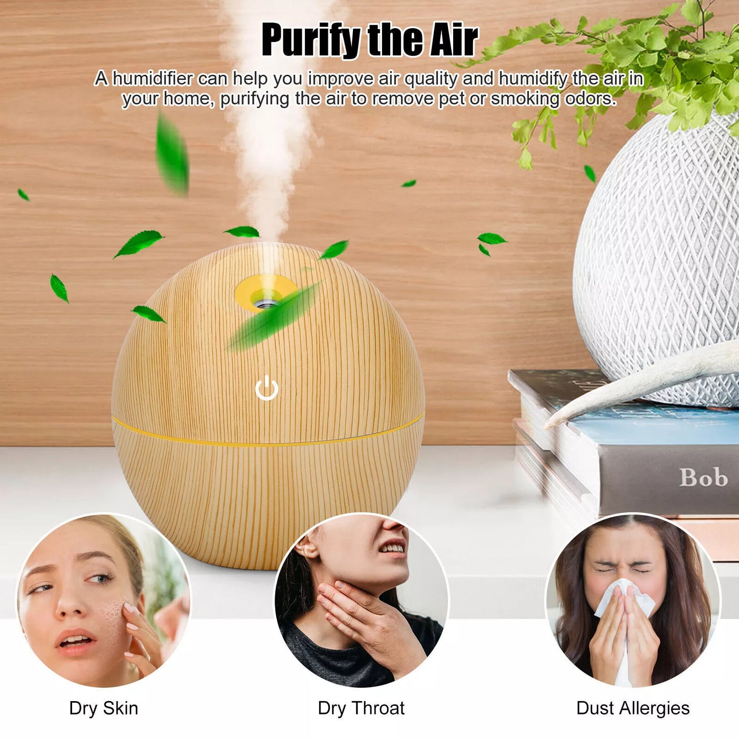 Revitalize Your Space with the USB Aroma Humidifier - Ultrasonic Essential Oil Diffuser with 7 Color LED Light