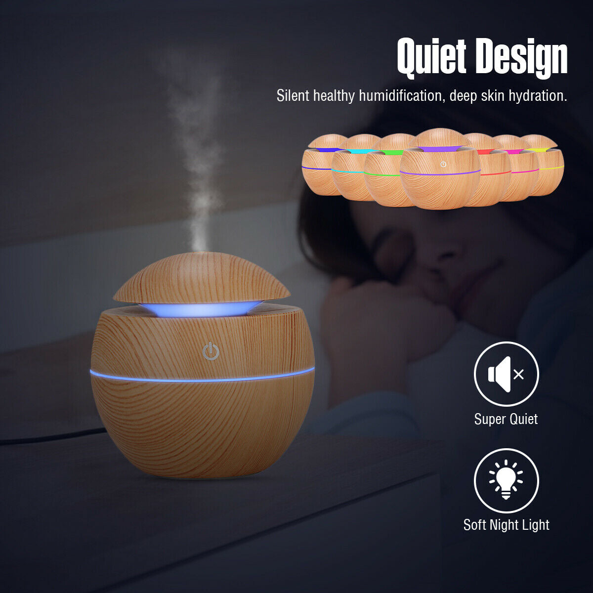 Revitalize Your Space with the USB Aroma Humidifier - Ultrasonic Essential Oil Diffuser with 7 Color LED Light