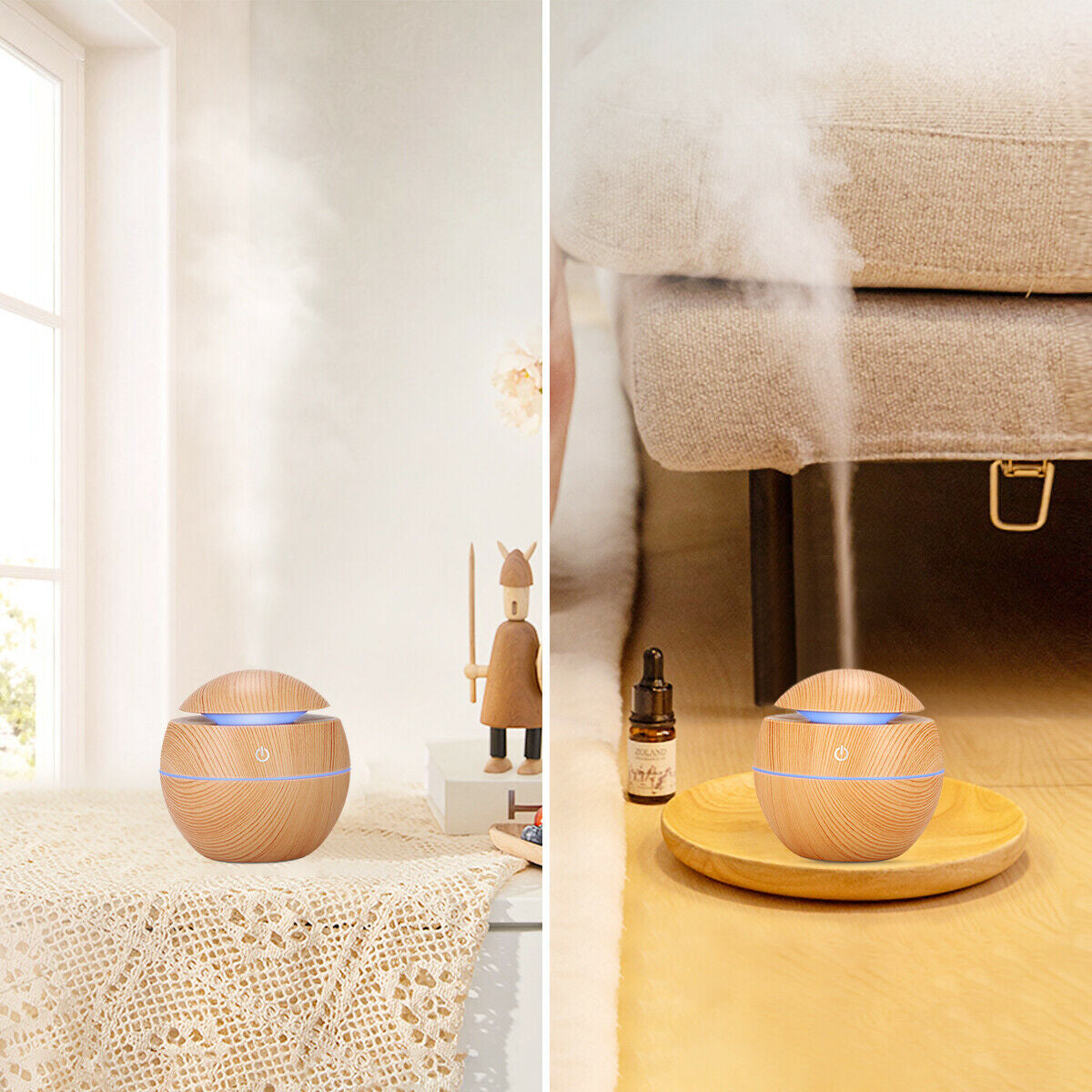 Revitalize Your Space with the USB Aroma Humidifier - Ultrasonic Essential Oil Diffuser with 7 Color LED Light