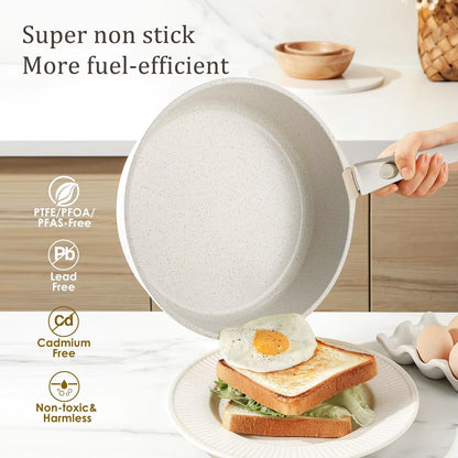 Versatile Nonstick Kitchen Cookware Set with Removable Handle - Safe and Eco-Friendly Pots and Pans for All Stovetops