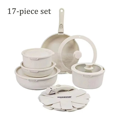 Versatile Nonstick Kitchen Cookware Set with Removable Handle - Safe and Eco-Friendly Pots and Pans for All Stovetops