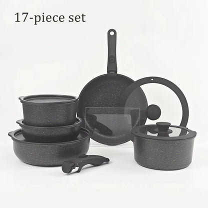 Versatile Nonstick Kitchen Cookware Set with Removable Handle - Safe and Eco-Friendly Pots and Pans for All Stovetops
