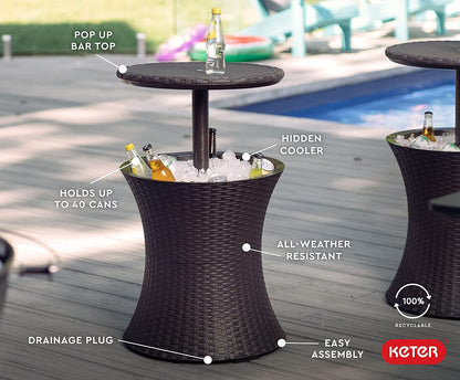 Elevate Your Outdoor Experience with the Pacific Cool Bar - Stylish Espresso Brown Beverage Cooler & Patio Table