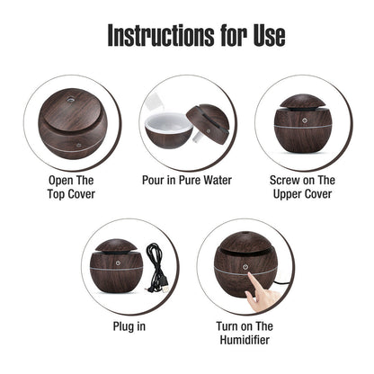 Revitalize Your Space with the USB Aroma Humidifier - Ultrasonic Essential Oil Diffuser with 7 Color LED Light