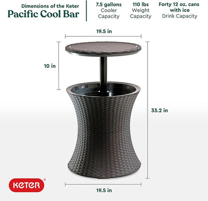 Elevate Your Outdoor Experience with the Pacific Cool Bar - Stylish Espresso Brown Beverage Cooler & Patio Table