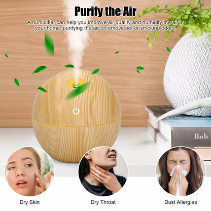 Revitalize Your Space with the USB Aroma Humidifier - Ultrasonic Essential Oil Diffuser with 7 Color LED Light