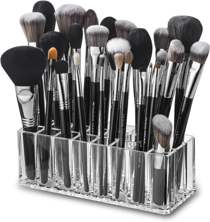 Byalegory Clear Acrylic Makeup Brush Organizer - 24 Slot Cosmetic Storage Solution